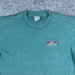 PSI T-Shirt Mens Size L Blue Green Santa Fe Railroad Logo Graphic Vintage Style